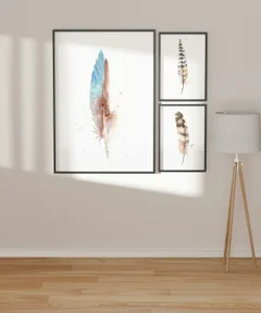 Image of a feather watercolor painting by Shayna Larsen, originals & prints available