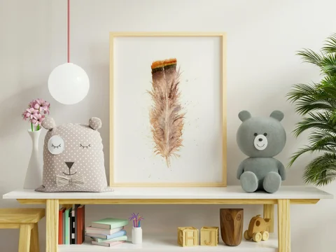 Image of a feather watercolor painting by Shayna Larsen, originals & prints available