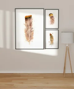 Image of a feather watercolor painting by Shayna Larsen, originals & prints available