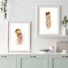 Image of a feather watercolor painting by Shayna Larsen, originals & prints available