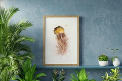 Image of a feather watercolor painting by Shayna Larsen, originals & prints available