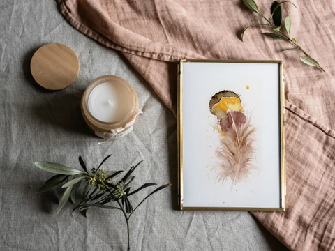 Image of a feather watercolor painting by Shayna Larsen, originals & prints available