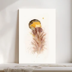 Image of a feather watercolor painting by Shayna Larsen, originals & prints available