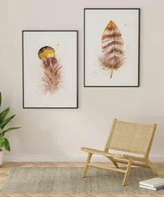 Image of a feather watercolor painting by Shayna Larsen, originals & prints available