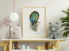 Image of a feather watercolor painting by Shayna Larsen, originals & prints available