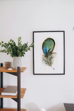 Image of a feather watercolor painting by Shayna Larsen, originals & prints available