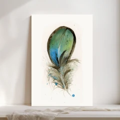 Image of a feather watercolor painting by Shayna Larsen, originals & prints available