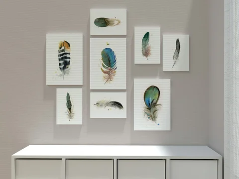 Image of a feather watercolor painting by Shayna Larsen, originals & prints available