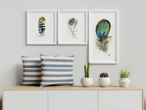 Image of a feather watercolor painting by Shayna Larsen, originals & prints available