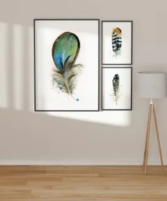 Image of a feather watercolor painting by Shayna Larsen, originals & prints available
