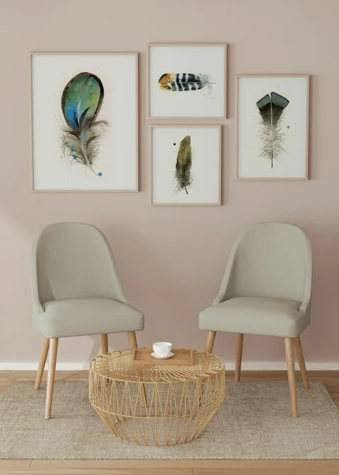 Image of a feather watercolor painting by Shayna Larsen, originals & prints available