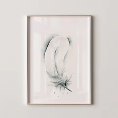 Image of a feather watercolor painting by Shayna Larsen, originals & prints available