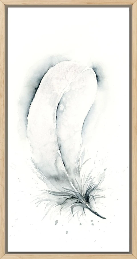 Image of a feather watercolor painting by Shayna Larsen, originals & prints available
