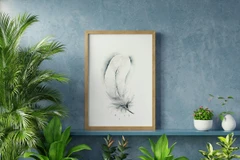 Image of a feather watercolor painting by Shayna Larsen, originals & prints available