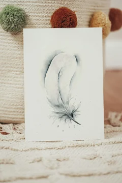 Image of a feather watercolor painting by Shayna Larsen, originals & prints available