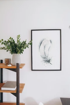 Image of a feather watercolor painting by Shayna Larsen, originals & prints available