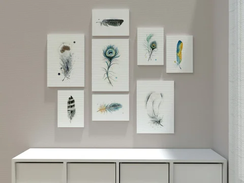 Image of a feather watercolor painting by Shayna Larsen, originals & prints available