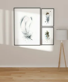 Image of a feather watercolor painting by Shayna Larsen, originals & prints available