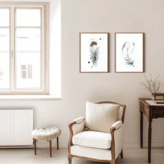 Image of a feather watercolor painting by Shayna Larsen, originals & prints available