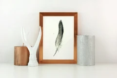 Image of a feather watercolor painting by Shayna Larsen, originals & prints available