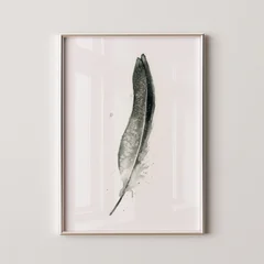 Image of a feather watercolor painting by Shayna Larsen, originals & prints available