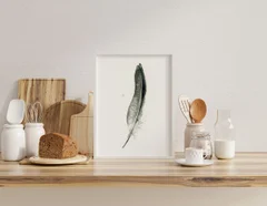 Image of a feather watercolor painting by Shayna Larsen, originals & prints available