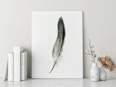 Image of a feather watercolor painting by Shayna Larsen, originals & prints available