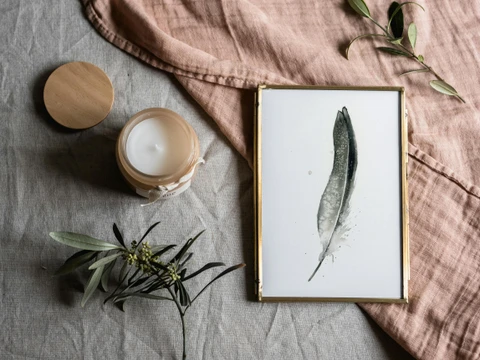 Image of a feather watercolor painting by Shayna Larsen, originals & prints available