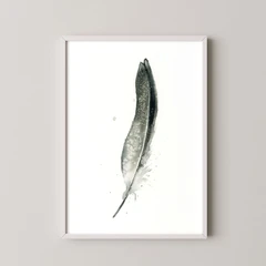 Image of a feather watercolor painting by Shayna Larsen, originals & prints available