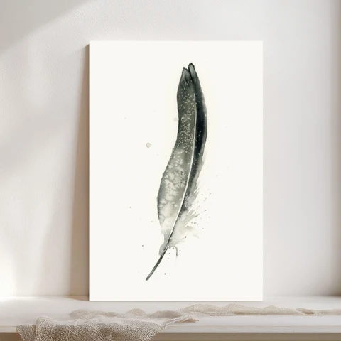 Image of a feather watercolor painting by Shayna Larsen, originals & prints available