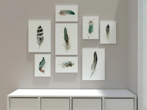 Image of a feather watercolor painting by Shayna Larsen, originals & prints available