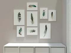 Image of a feather watercolor painting by Shayna Larsen, originals & prints available