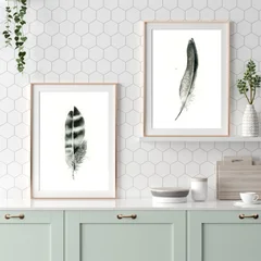 Image of a feather watercolor painting by Shayna Larsen, originals & prints available