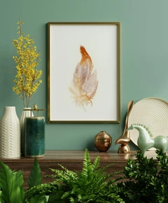 Image of a feather watercolor painting by Shayna Larsen, originals & prints available