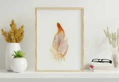Image of a feather watercolor painting by Shayna Larsen, originals & prints available