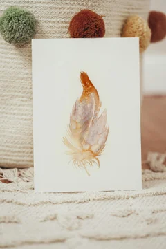 Image of a feather watercolor painting by Shayna Larsen, originals & prints available