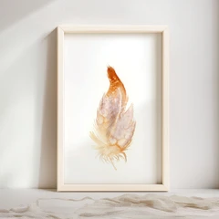 Image of a feather watercolor painting by Shayna Larsen, originals & prints available