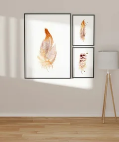 Image of a feather watercolor painting by Shayna Larsen, originals & prints available