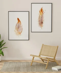 Image of a feather watercolor painting by Shayna Larsen, originals & prints available