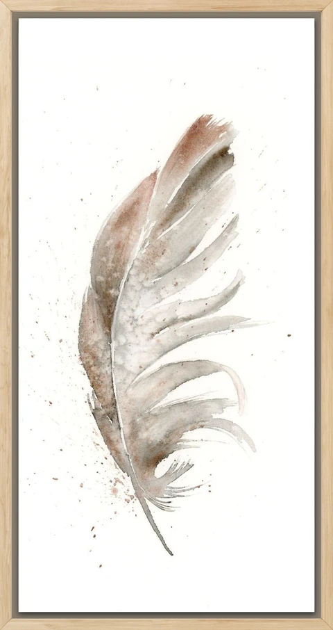 Image of a feather watercolor painting by Shayna Larsen, originals & prints available