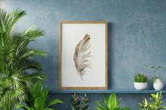 Image of a feather watercolor painting by Shayna Larsen, originals & prints available