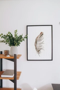 Image of a feather watercolor painting by Shayna Larsen, originals & prints available
