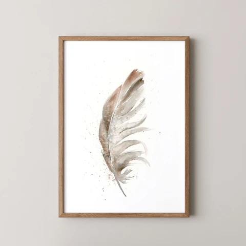 Image of a feather watercolor painting by Shayna Larsen, originals & prints available