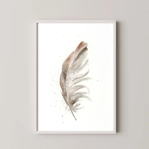 Image of a feather watercolor painting by Shayna Larsen, originals & prints available