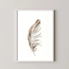 Image of a feather watercolor painting by Shayna Larsen, originals & prints available