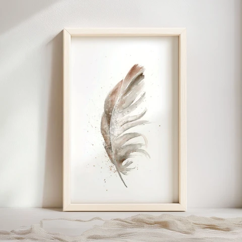 Image of a feather watercolor painting by Shayna Larsen, originals & prints available