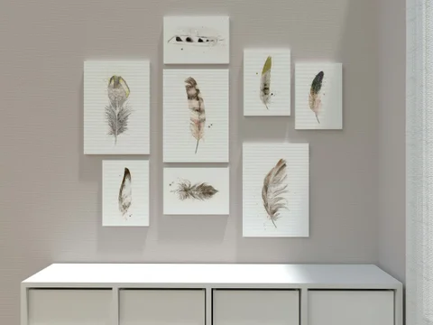 Image of a feather watercolor painting by Shayna Larsen, originals & prints available