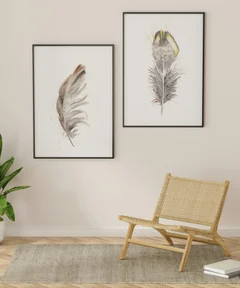 Image of a feather watercolor painting by Shayna Larsen, originals & prints available