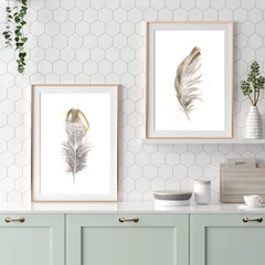 Image of a feather watercolor painting by Shayna Larsen, originals & prints available