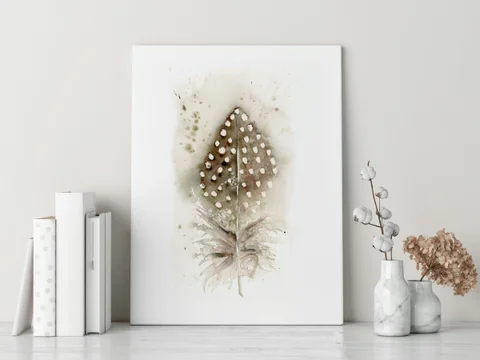 Image of a feather watercolor painting by Shayna Larsen, originals & prints available
